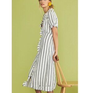 Anthro Pilcro Ruffle Collar Button Down Dress